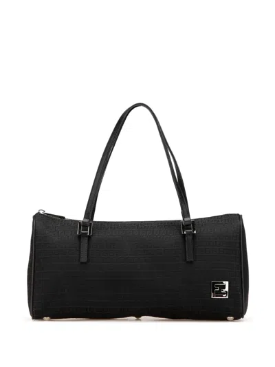 Pre-owned Fendi 2000-2010 Micro Zucchino Canvas Bauletto Handbag