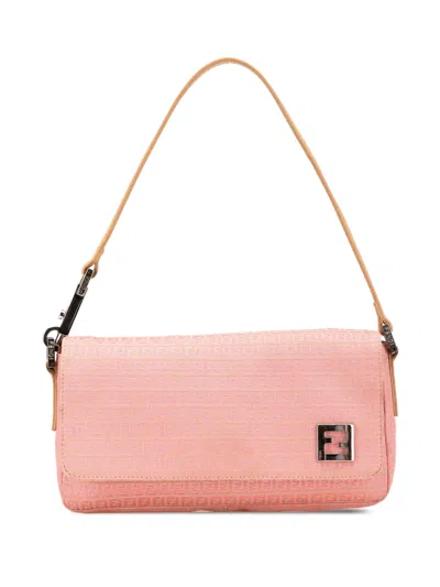 Pre-owned Fendi 2000-2010 Micro Zucchino Canvas Shoulder Bag In Pink