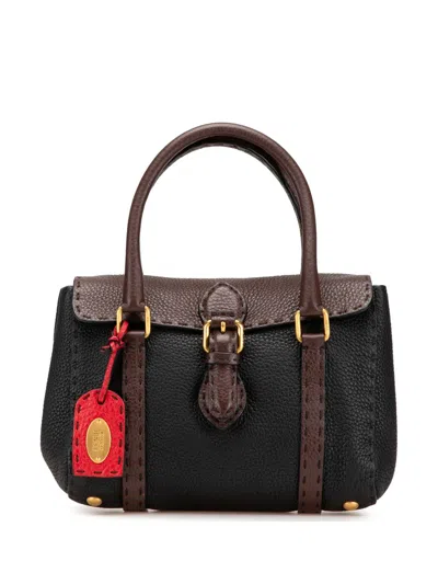 Pre-owned Fendi 2000-2010 Mini Bicolor Leather Selleria Linda Handbag