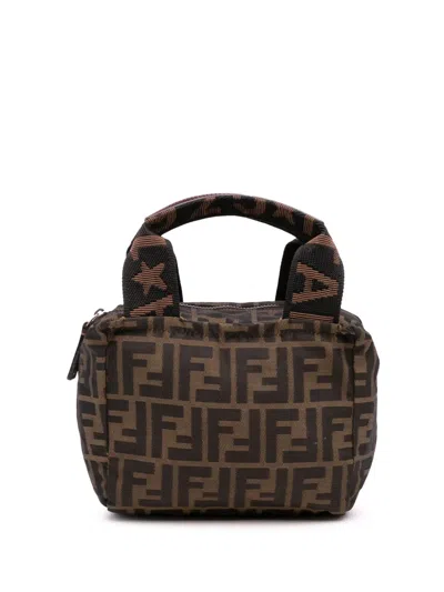 Pre-owned Fendi 2000-2010 Mini Zucca Canvas Handbag In Brown