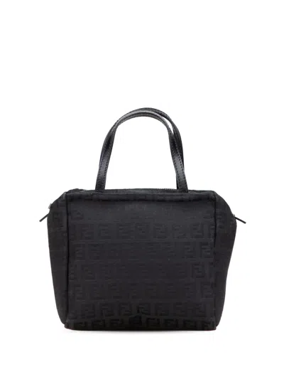 Pre-owned Fendi 2000-2010 Mini Zucchino Canvas Handbag In Black