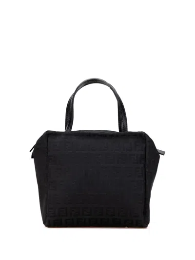 Pre-owned Fendi 2000-2010 Mini Zucchino Canvas Handbag In Black