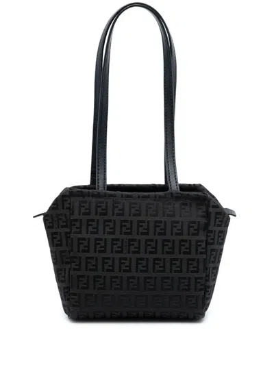 Pre-owned Fendi 2000-2010 Mini Zucchino Canvas Handbag In Black