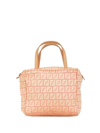 Pre-owned Fendi 2000-2010 Mini Zucchino Canvas Handbag In Brown