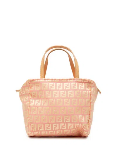 Pre-owned Fendi 2000-2010 Mini Zucchino Canvas Handbag In Pink