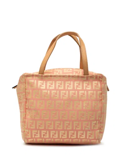 Pre-owned Fendi 2000-2010 Mini Zucchino Canvas Handbag In Pink