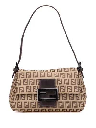 Pre-owned Fendi 2000-2010 Mini Zucchino Canvas Mamma Forever Shoulder Bag