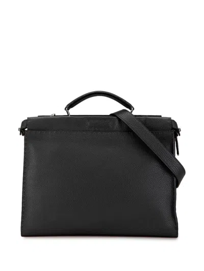 Pre-owned Fendi 2000-2010 Selleria Peekaboo Iconic Fit Business Bag In Grey