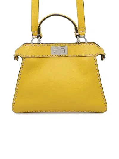 Pre-owned Fendi 2000-2010 Small Calfskin Selleria Peekaboo Iseeu Satchel