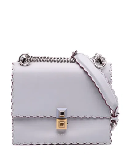 Pre-owned Fendi 2000-2010 Small Leather Studded Scalloped Kan I Crossbody Bag In Purple
