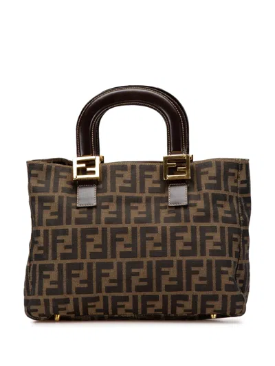 Pre-owned Fendi 2000-2010 Small Zucca Canvas Twins Tote Bag