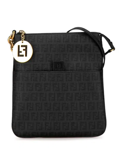 Pre-owned Fendi 2000-2010 Spalmati Zucchino Crossbody Bag In Black