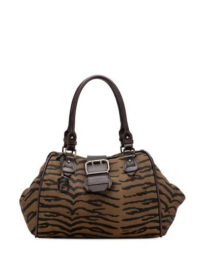 Pre-owned Fendi 2000-2010 Tiger Print Canvas Shoulder Bag