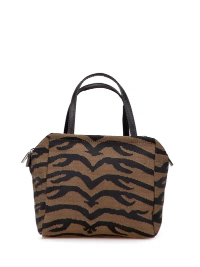 Pre-owned Fendi 2000-2010 Zebra Print Canvas Handbag In Brown