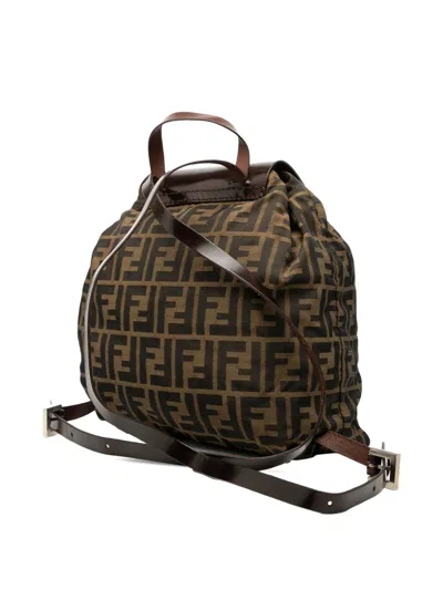 Pre-owned Fendi 2000-2010 Zucca Canvas Backpack In Brown