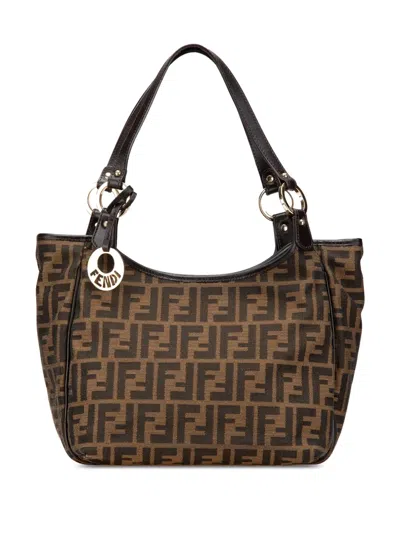 Pre-owned Fendi 2000-2010 Zucca Canvas Chef Tote Bag In Brown