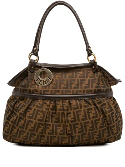 Pre-owned Fendi 2000-2010 Zucca Canvas Chef Tote Bag In Brown