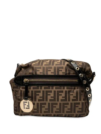 Pre-owned Fendi 2000-2010 Zucca Canvas Crossbody Bag In Brown