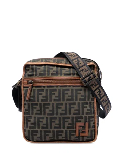 Pre-owned Fendi 2000-2010 Zucca Canvas Crossbody Bag In Brown