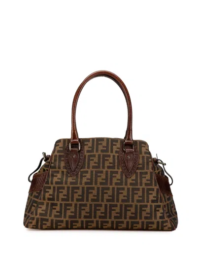 Pre-owned Fendi 2000-2010 Zucca Canvas Etniko Handbag In Brown