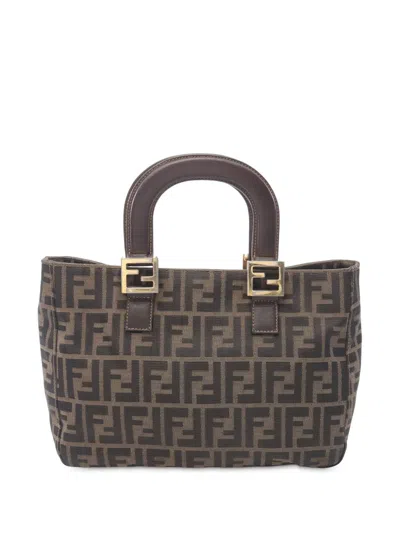 Pre-owned Fendi 2000-2010 Zucca Canvas Handbag In Brown