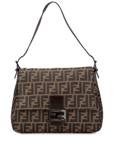 Pre-owned Fendi 2000-2010 Zucca Canvas Mamma Forever Shoulder Bag