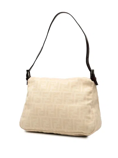 Pre-owned Fendi 2000-2010 Zucca Canvas Mamma Forever Shoulder Bag In Brown