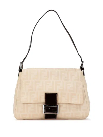Pre-owned Fendi 2000-2010 Zucca Canvas Mamma Forever Shoulder Bag In Brown