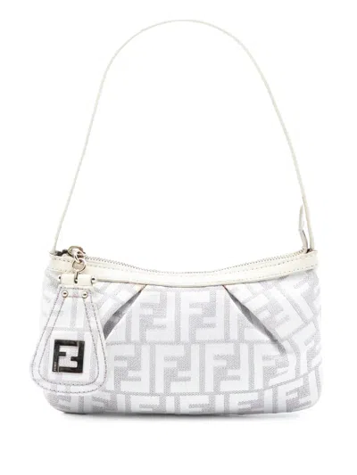 Pre-owned Fendi 2000-2010 Zucca Canvas Pochette Shoulder Bag In Purple