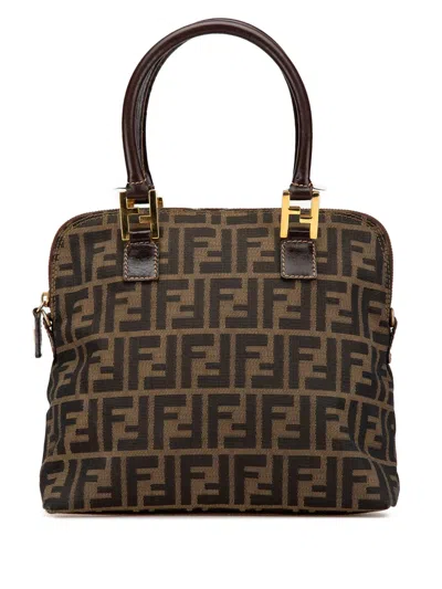 Pre-owned Fendi 2000-2010 Zucca Canvas Satchel In Brown