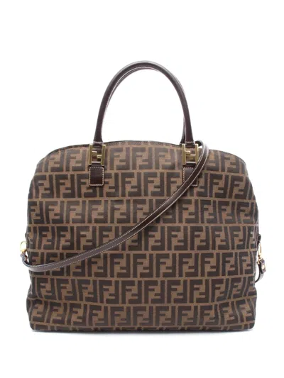 Pre-owned Fendi 2000-2010 Zucca Canvas Satchel In Brown