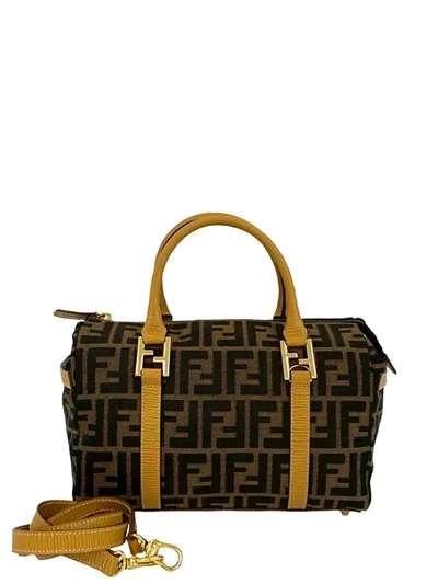 Pre-owned Fendi 2000-2010 Zucca Canvas Satchel In Brown