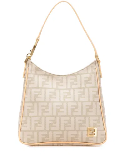 Pre-owned Fendi 2000-2010 Zucca Canvas Shoulder Bag In Brown