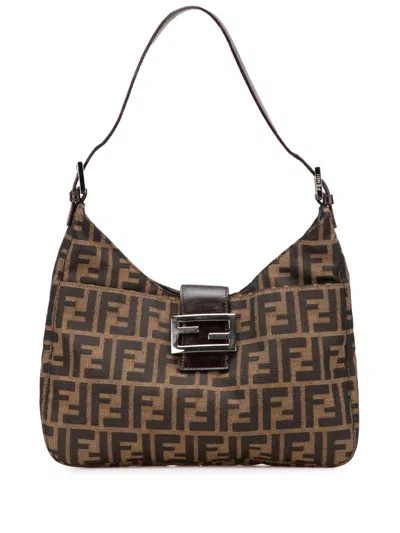 Pre-owned Fendi 2000-2010 Zucca Canvas Shoulder Bag In Brown