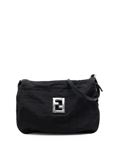 Pre-owned Fendi 2000-2010 Zucca Canvas Shoulder Bag In Black