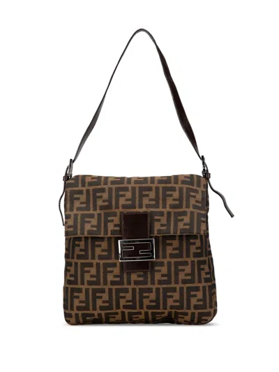 Pre-owned Fendi 2000-2010 Zucca Canvas Shoulder Bag In Brown