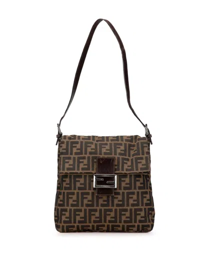 Pre-owned Fendi 2000-2010 Zucca Canvas Shoulder Bag In Brown
