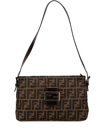Pre-owned Fendi 2000-2010 Zucca Canvas Shoulder Bag In Brown