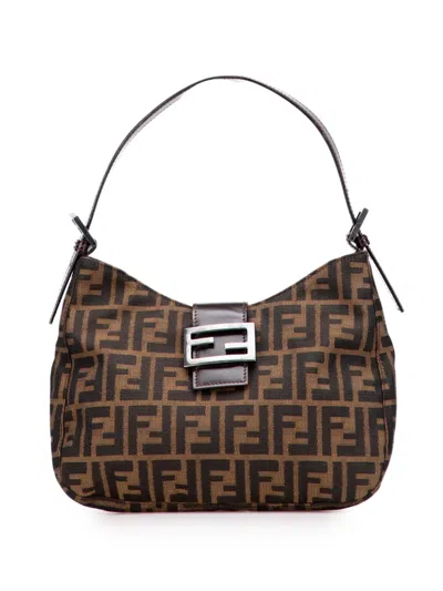 Pre-owned Fendi 2000-2010 Zucca Canvas Shoulder Bag In Brown