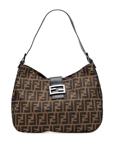 Pre-owned Fendi 2000-2010 Zucca Canvas Shoulder Bag In Brown