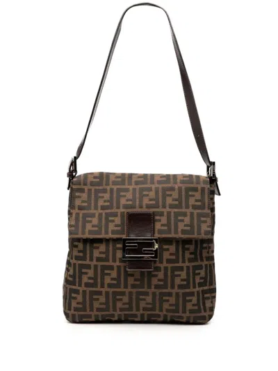 Pre-owned Fendi 2000-2010 Zucca Canvas Shoulder Bag In Brown