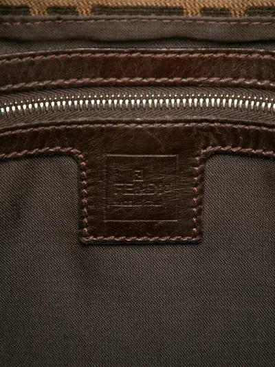 Pre-owned Fendi 2000-2010 Zucca Canvas Shoulder Bag In Brown