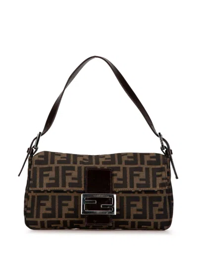 Pre-owned Fendi 2000-2010 Zucca Canvas Uette Shoulder Bag In Brown