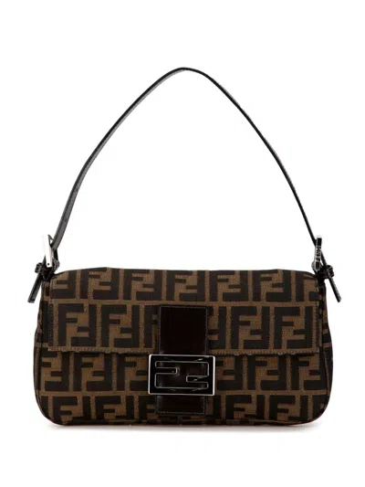 Pre-owned Fendi 2000-2010 Zucca Canvas Uette Shoulder Bag In Brown