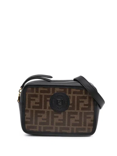Pre-owned Fendi 2000-2010 Zucca Coated Canvas Camera Crossbody Bag In Brown
