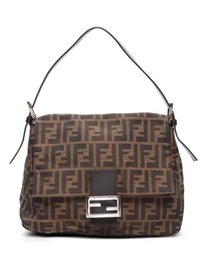 Pre-owned Fendi 2000-2010 Zucca Mamma Baguette Shoulder Bag