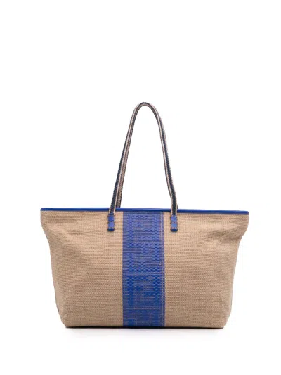Pre-owned Fendi 2000-2010 Zucca Raffia Roll Tote Bag