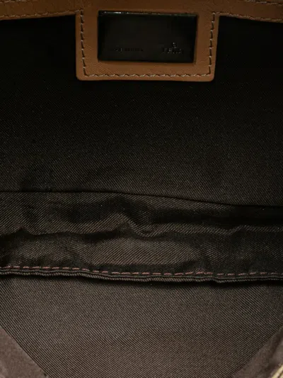Pre-owned Fendi 2000-2010 Zucchino Canvas Baguette Shoulder Bag In Brown