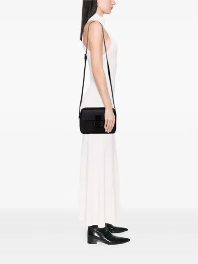 Pre-owned Fendi 2000-2010 Zucchino Canvas Crossbody Bag In Black
