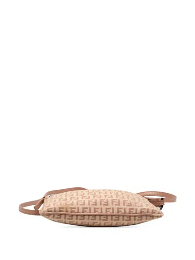 Pre-owned Fendi 2000-2010 Zucchino Canvas Crossbody Bag In Brown